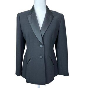 Kasper ASL Classic Women's Black Tuxedo Jacket 6 Petite 2 Button & Pockets
